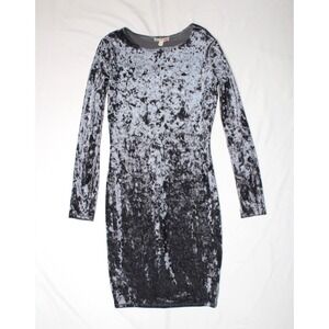 GB Women's Velveteen Fairy Whimsical Goth Dusty Blue Gray Mini Dress Form Fitted